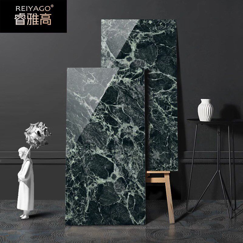 现代简约深绿色奢石通体大理石瓷砖客厅地砖卫生间墙砖厨600x1200
