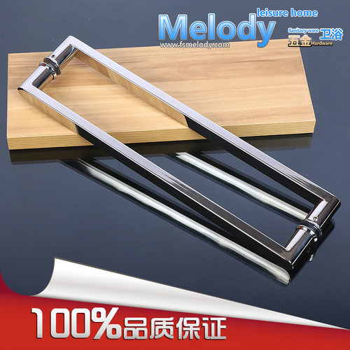 H005 优质304不锈钢淋浴房浴室F玻璃门把手屏风圆管方脚对装拉手