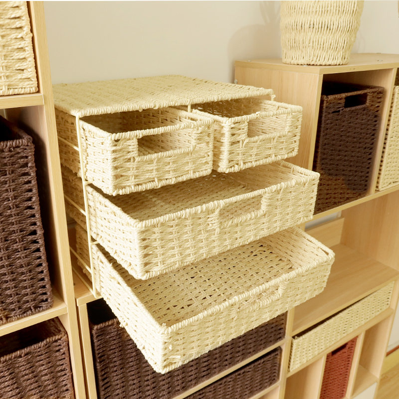 多层编织置物架框架抽屉式收纳盒办公室桌面分格收纳盒杂物收纳筐,收纳整理,收纳筐,淘宝优惠券,粉丝福利购,淘宝优惠卷