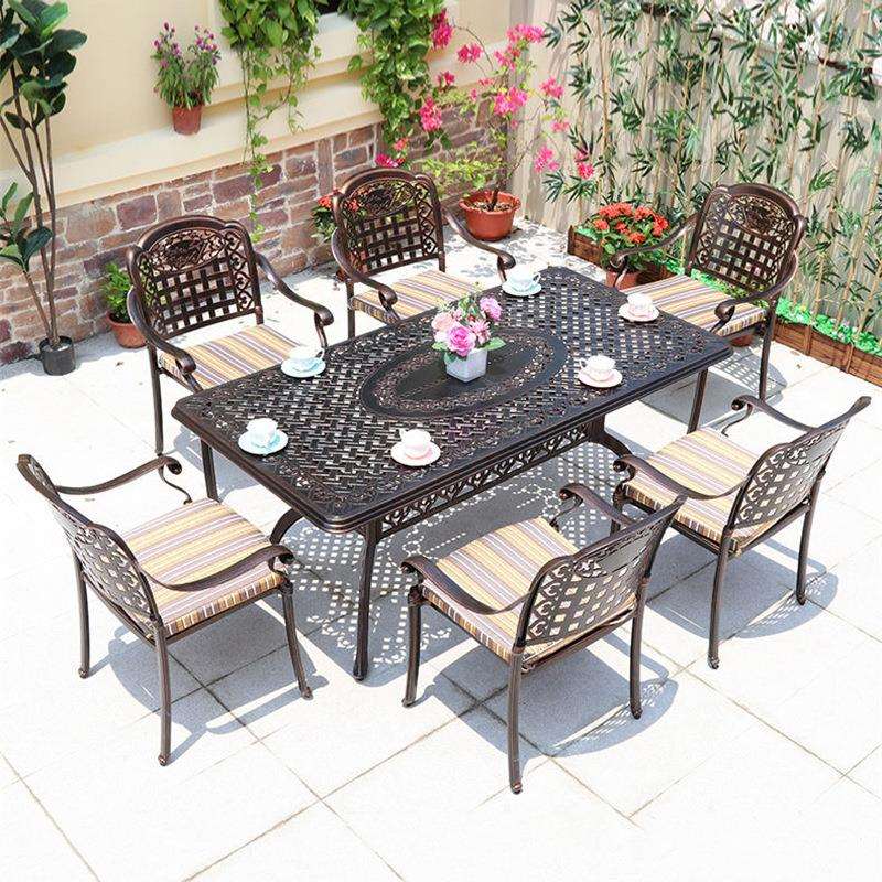 铸铝户外桌椅铝合金椅子圆台长桌餐桌椅别墅庭院露台花园室外家具