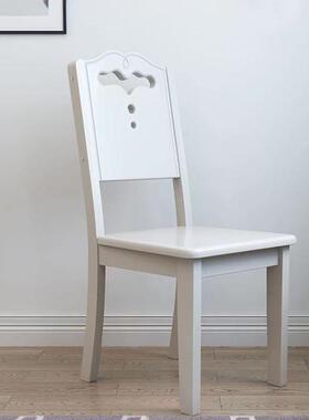 全实木椅子靠背椅木头凳子餐椅家用简约现代新中式白色餐厅餐桌y*