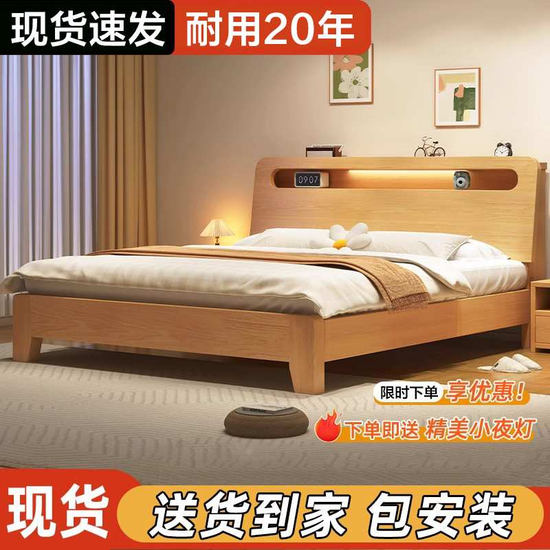 实木床1.5米双人床1.8米简约现代出租房用经济型1.2米单人床架厂