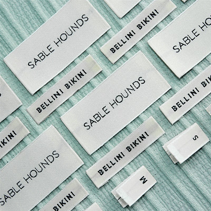 斜纹缎面服装织唛主唛领标尺码标对折标定制LOGO窗帘布标刺绣标签