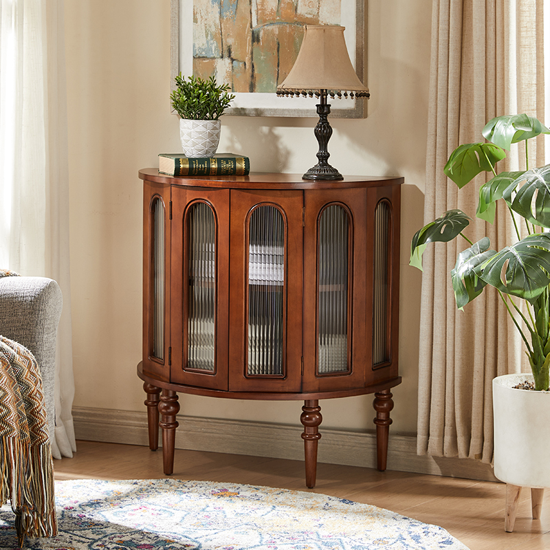 半圆玄关桌新中式靠墙玄关柜实木玄关台客厅边柜美式装饰柜收纳柜