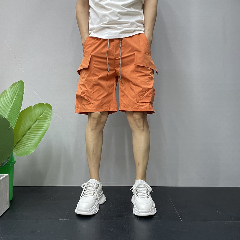 2025夏季新款大口袋工装短裤男士宽松直筒五分裤沙滩裤休闲大裤衩
