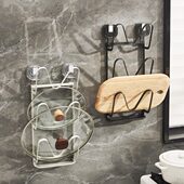 吸盘铁艺锅盖架免打孔壁挂式 厨房可折叠放置架子菜板收纳神器挂墙