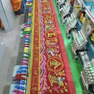 手工八仙横幅门彩门楣挂彩台品凸绣浮绣八仙骑白马8尺10尺12尺