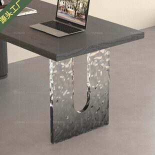 工厂定制亚克力桌腿透明悬浮支架水波纹渐变黑岛台支撑腿桌脚吧台