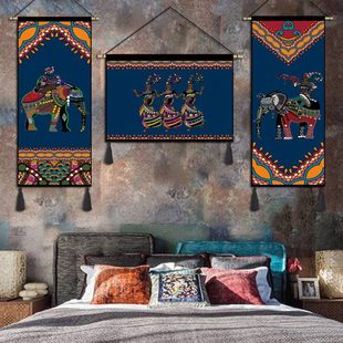 云南西双版纳民宿挂毯壁毯装饰画客厅背景墙挂布卧室玄关传统挂画