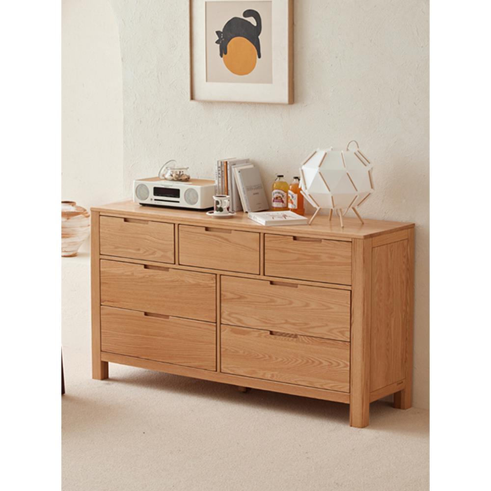 实木五斗柜六斗柜七斗柜橡木卧室整装电视柜简约原木抽屉储物柜子