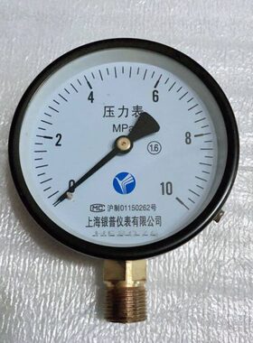 压力表 Y-100 0-10mpa 上海银普 直径100mm 螺纹M20x1.5 径向安装