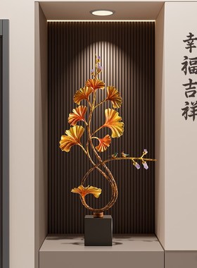 银杏叶入户玄关摆件高级感客厅A电视柜壁龛装饰品搬家乔迁新居礼