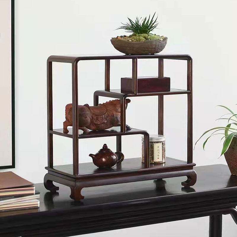 缅甸花梨小博古架实木中式多宝阁茶壶茶具架置物架桌面摆件展示架