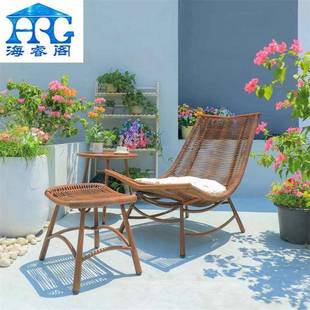 阳台桌椅户外休小茶闲几花园人防午休摇摇椅室外藤编懒躺椅摇F