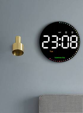 数字电子钟万年历挂钟客厅简约装饰led时钟炫彩灵动钟表挂墙6635