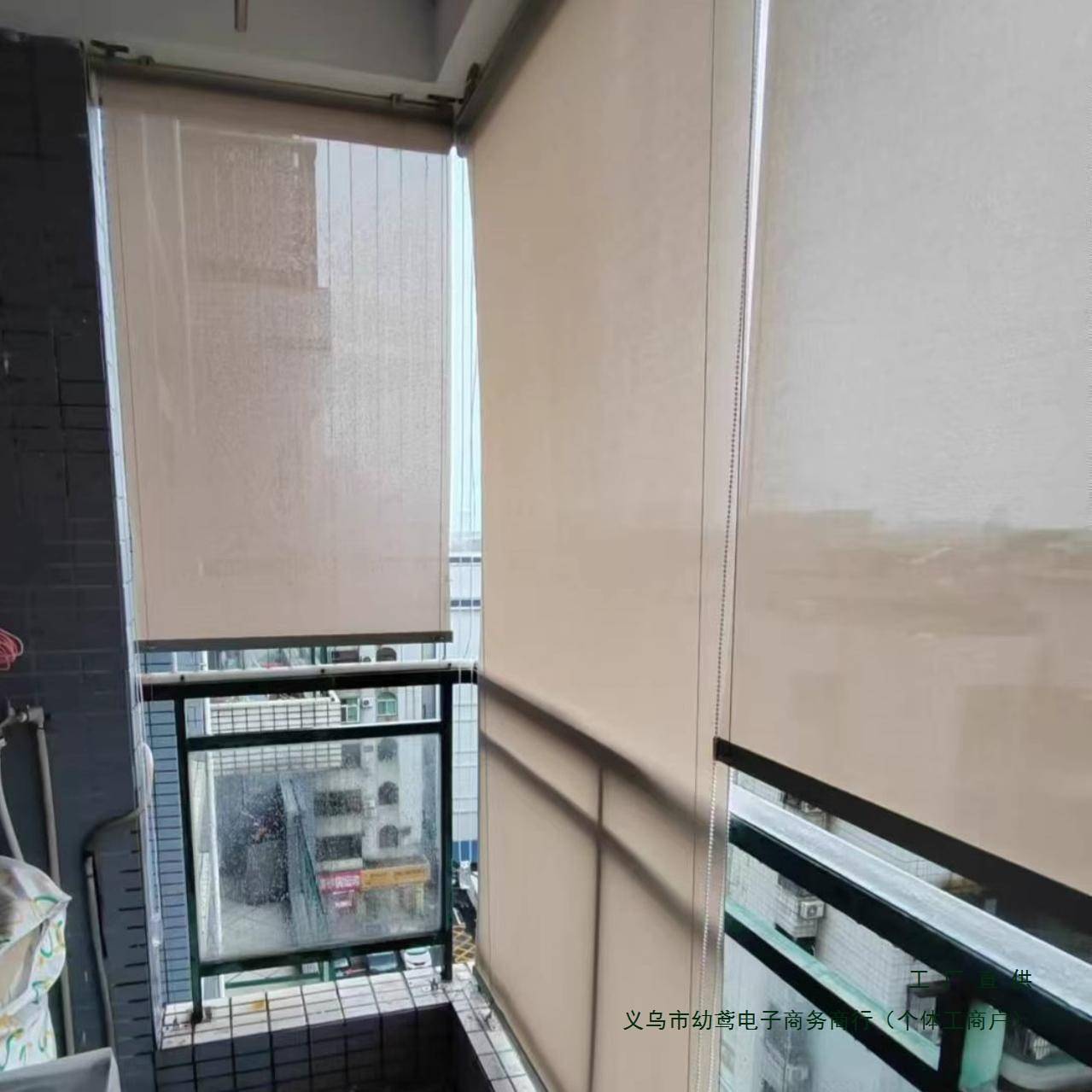 阳台防风卷帘智能手动升降办公室天台户外凉亭防雨隔热遮阳窗帘