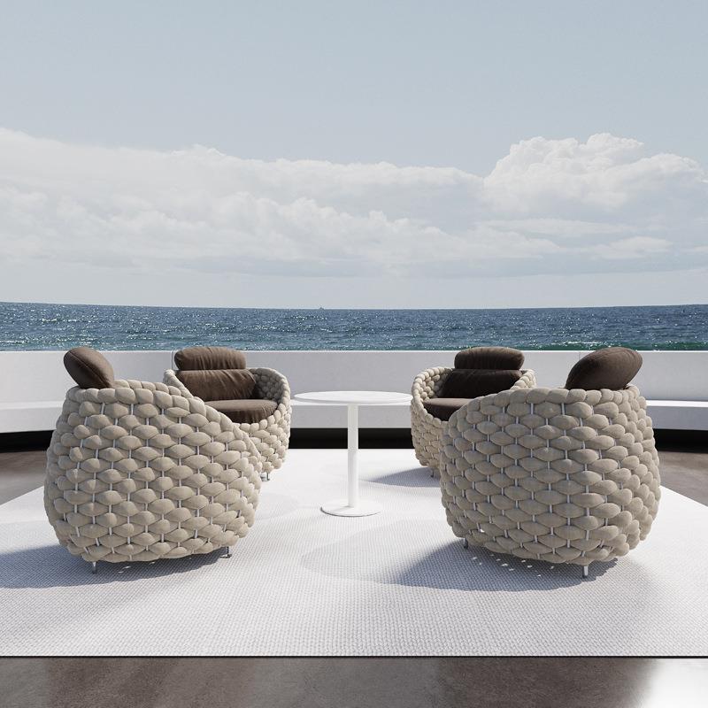 户外藤编沙鸟窝沙发发庭院别墅阳藤茶水几家具组椅合露台天花园防