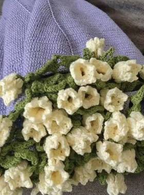 玫RJB瑰花毯子手束工编织材料毛包线钩织花朵毛毯团铃兰花毯成品