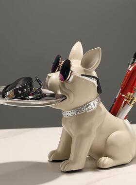 树脂雕客像厅装饰狗狗办雕塑托609盘装饰法国斗牛犬家庭室内公桌