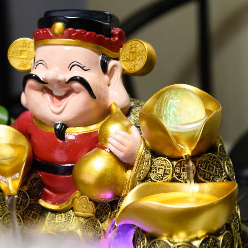 【L专链】财神爷招财进宝循环水摆件店铺转球流水生财喷泉开业礼