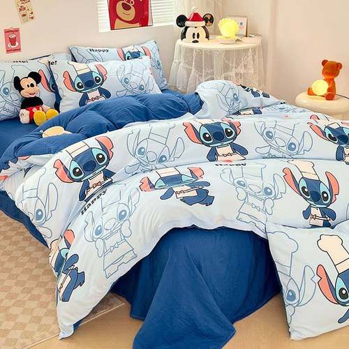 a正板卡通四件套类全棉单被儿童水洗棉三罩件床套单A类正板双人床