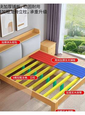 实木床现代简约.出5米单.人床1m2简易床架18m主卧QRM双1人大床租