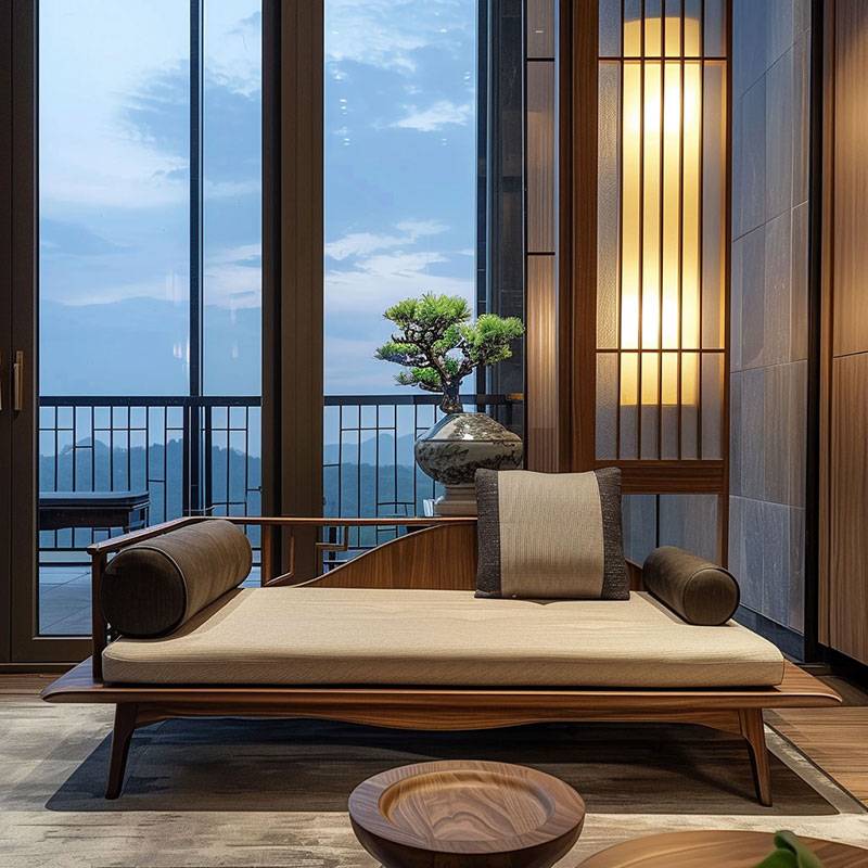 ?新中式黑胡桃白蜡木罗汉床罗汉榻榫卯结构沙发床全实木酒店民宿