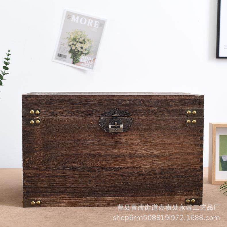 木质收箱纳复古盖带锁木盒收翻纳箱家12.8收纳用收纳包装盒杂物整,包装,木盒包装,淘宝优惠券,粉丝福利购,淘宝优惠卷