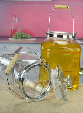 R4装瓶厨AL804057房油家用大号花玻璃油壶防储油罐大漏容量5l生油
