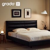 格度可露丽皮质意式 双人床极简典雅黑主卧北欧简约软包齐边布艺床