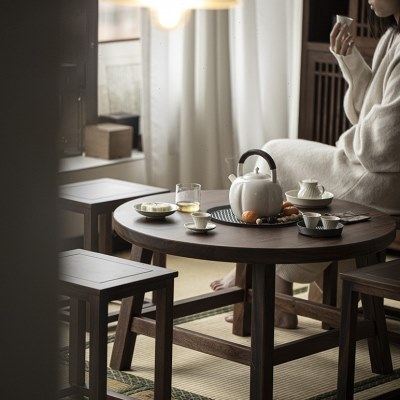 清欢丨矮款胡桃木圆形茶桌 新中式茶室用烧炭茶台 茶空间围炉煮茶,住宅家具,家用茶台/茶桌,淘宝优惠券,粉丝福利购,淘宝优惠卷