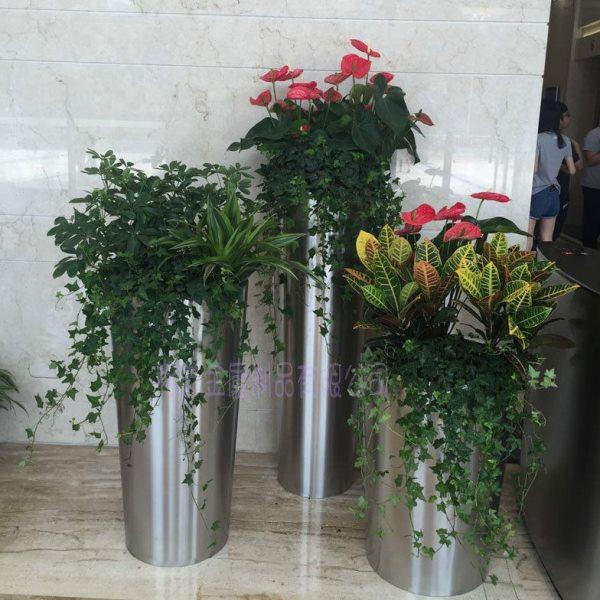 拉丝不锈钢花器电镀玫瑰金落地花盆花架酒店花器广场花钵雕塑摆件,家居饰品,花盆,淘宝优惠券,粉丝福利购,淘宝优惠卷