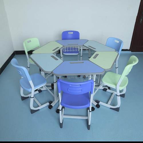 学生智慧教室心理辅导桌培训机构升降梯形组合六角桌拼接八边形桌