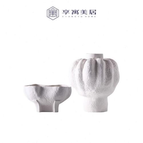 现代简约磨砂陶瓷花瓶摆件样板房间客厅酒店餐桌果盘花器装饰摆设