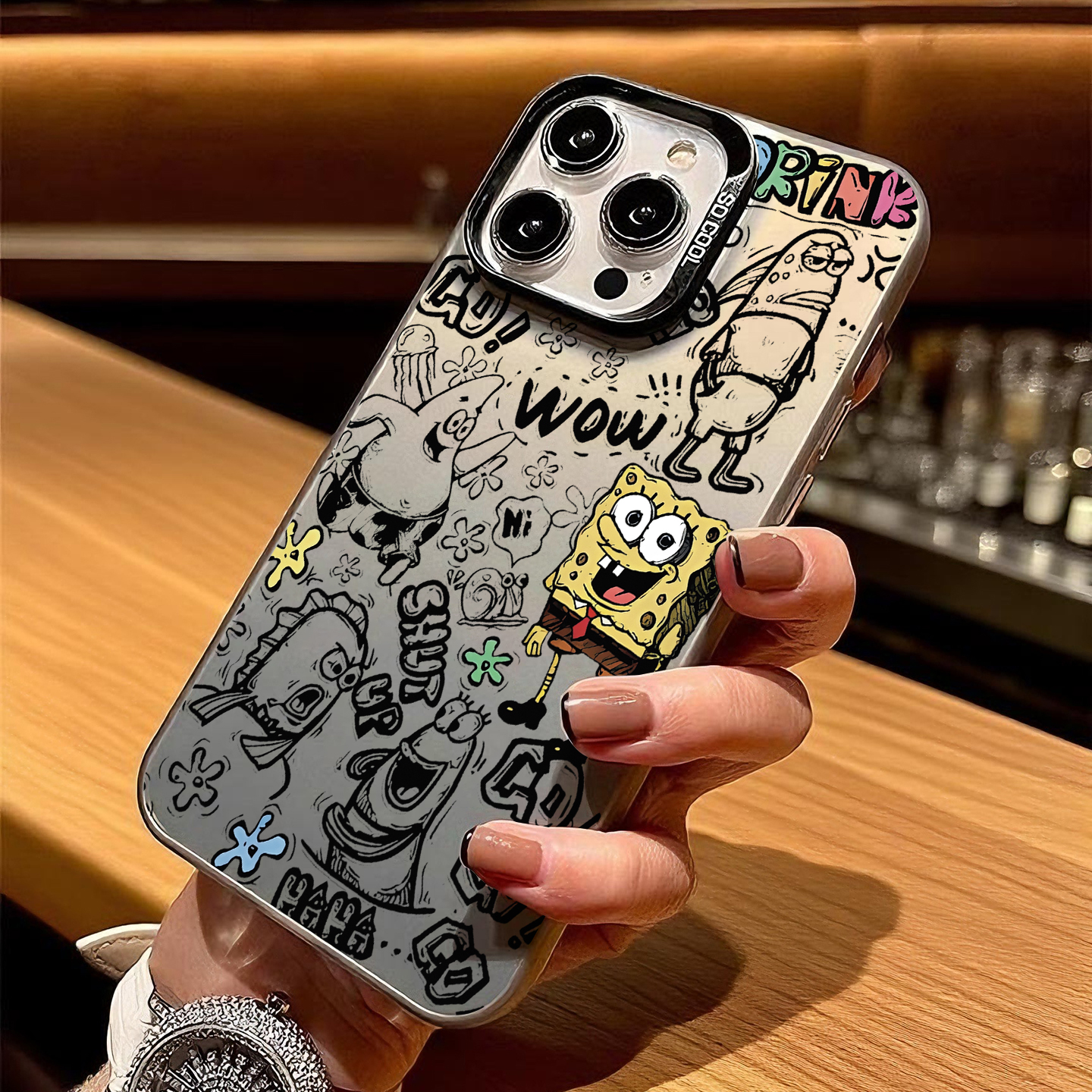 适用于小米17promax卡通素描海绵宝宝手机壳个性iphone17华为Mate70Pro+彩银14男款全包Nova13保护套Xr软壳12