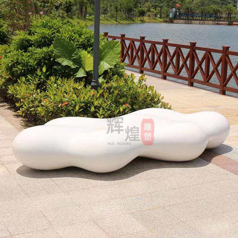 玻璃钢户外美陈艺术坐凳座椅商场创意公共休闲等候椅长凳造型镂空