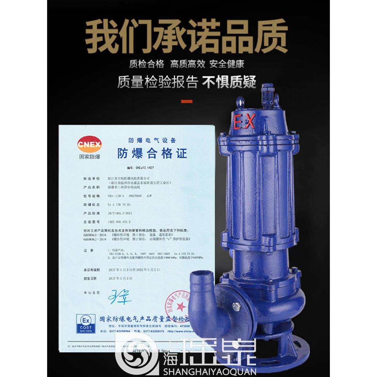 QWB/WQB防爆潜水排污泵 工程污水污物泵 无堵塞防爆泵7.5KW