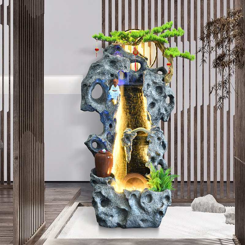 中式庭院太湖石假山水景观装饰客厅花园阳台招财落地流水喷泉摆件