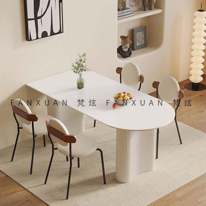 bky梵炫601意式极简岩板餐桌用户型桌子出租桌家屋租房半圆形餐小