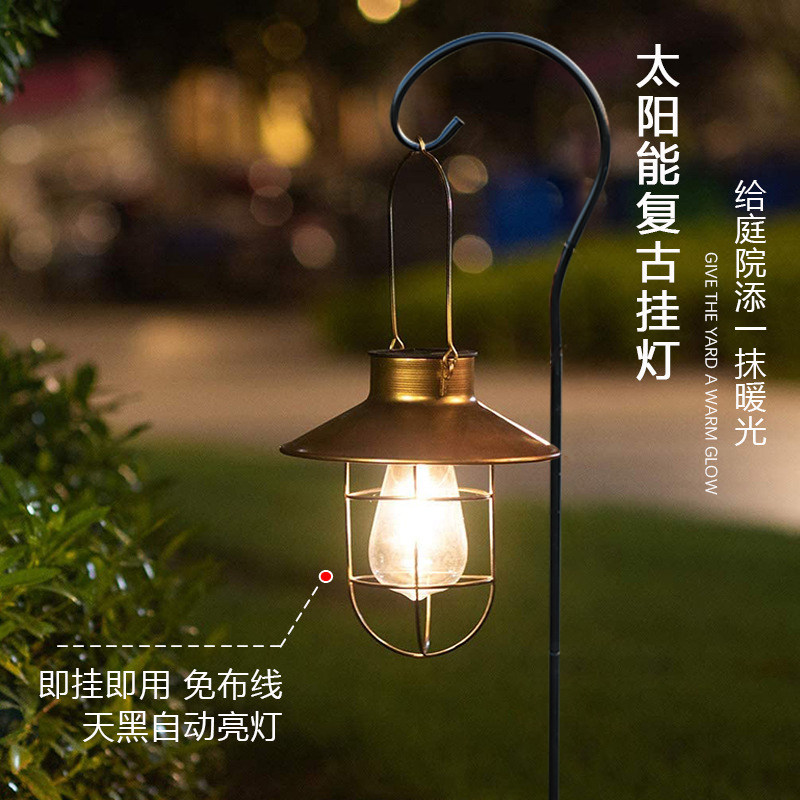 新款复古挂灯太阳能户外灯别墅花园小院装饰气氛布置小吊灯氛围灯