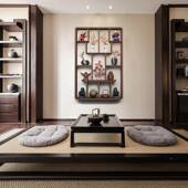 新中式 实木博古架壁挂多宝阁客约墙上置物厅架简代展XRS现示架茶