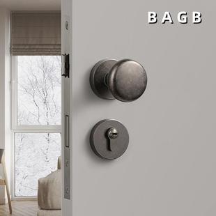 AG中式 48B圆蛋形门把手做旧复古旧静音 仿古铜门锁室内房门锁椭A5