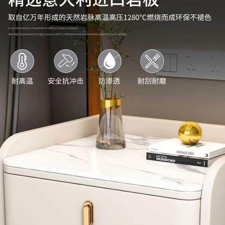 爆款实木头柜卧室家床柜抽屉头式意式整床用装RYE岩板收纳储物床