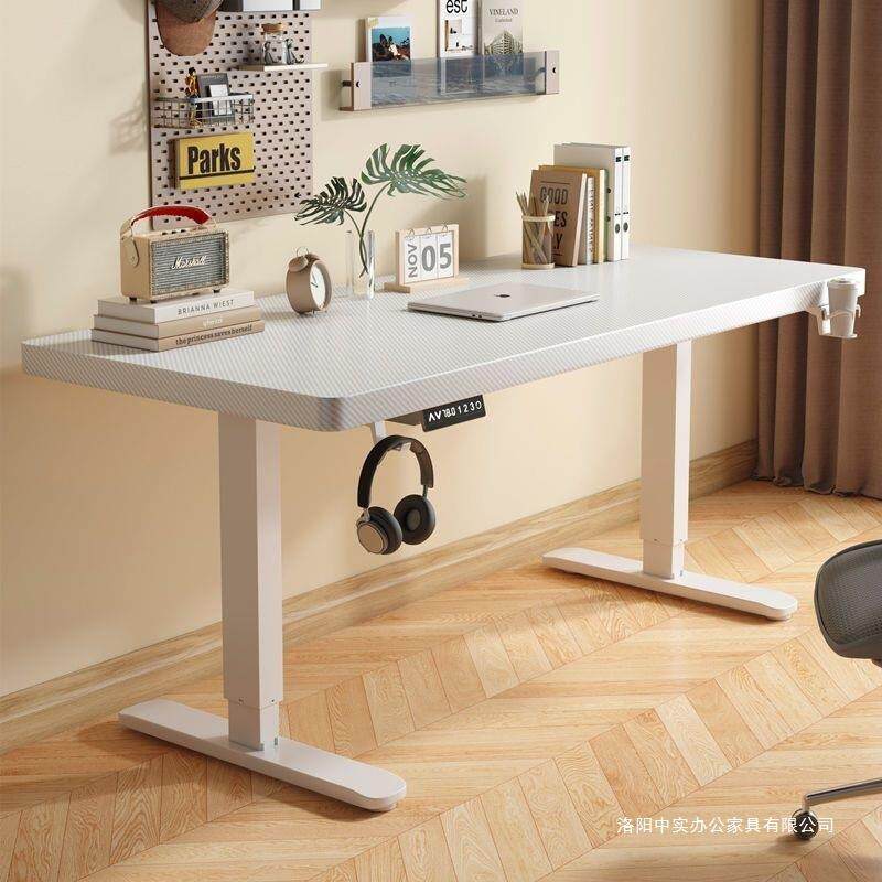 实木电动升办降桌智能电脑桌桌全自动家用公桌可移动升降可电竞子