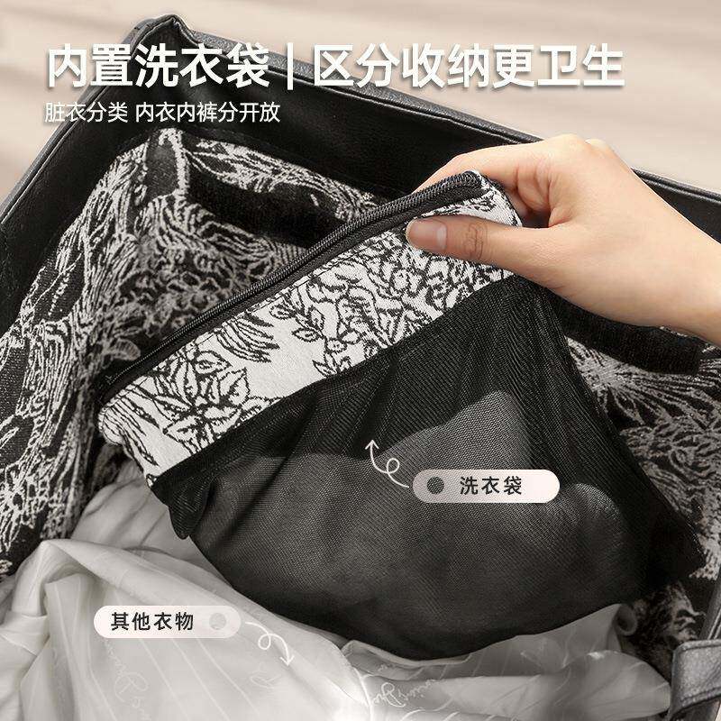 可折叠中夹脏衣篮法式古脏衣篓收GUI纳篮带轮缝浴室衣大容量洗篮