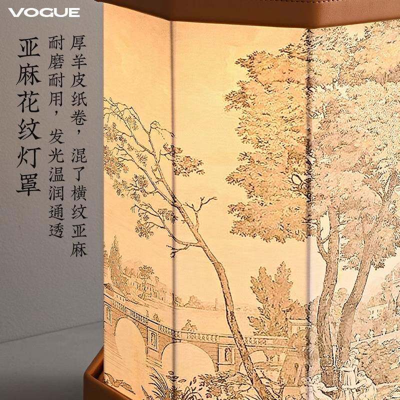 无线充电8808台灯刺绣触控氛围中式客厅便携卧室床头皮式质灯手提