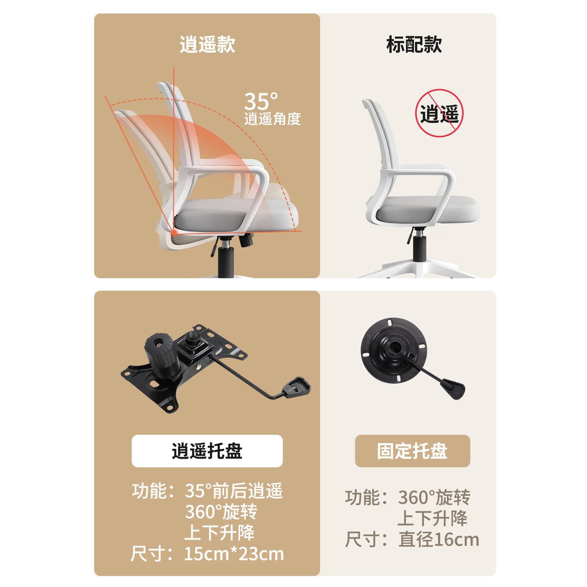 靠背无品牌/轮坐书房办公椅久员脑工子转椅电椅家用舒适学生宿舍