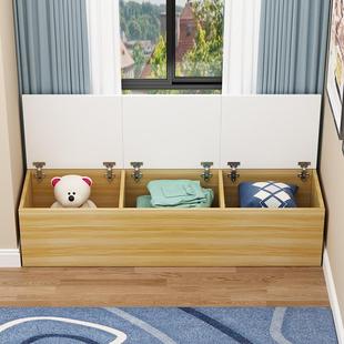 6定W制欧式 196飘窗柜上开门可坐卧纳室地柜阳台收飘窗柜落子实木