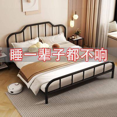 铁艺床现简约经济型1代5米8双人1.m儿童铁床出EBH租屋欧.式单人床
