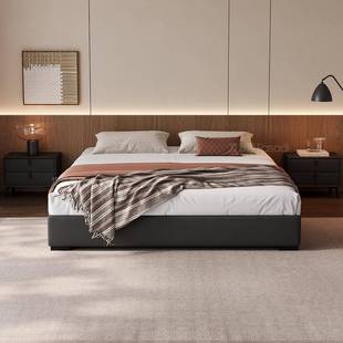 无床头主极小C2170皮户型落地卧意式 简皮床轻奢现代靠简约无背